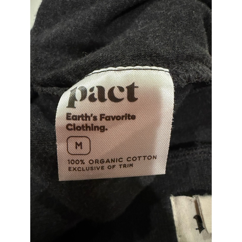 Pact Organic Cotton Wide Leg Pants Charcoal Grey Side Slit Cropped Lounge Size M - Picture 5 of 8